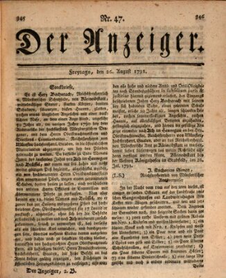 Der Anzeiger (Allgemeiner Anzeiger der Deutschen) Freitag 26. August 1791