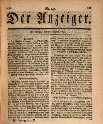 Der Anzeiger (Allgemeiner Anzeiger der Deutschen) Montag 29. August 1791
