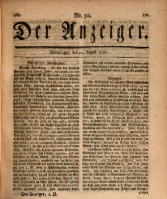 Der Anzeiger (Allgemeiner Anzeiger der Deutschen) Dienstag 30. August 1791