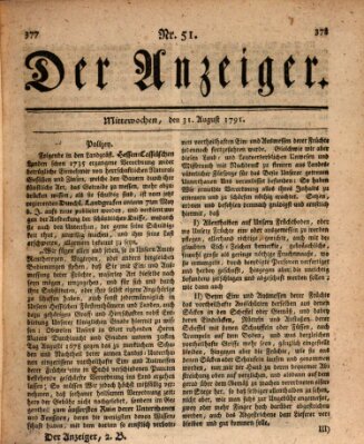 Der Anzeiger (Allgemeiner Anzeiger der Deutschen) Mittwoch 31. August 1791