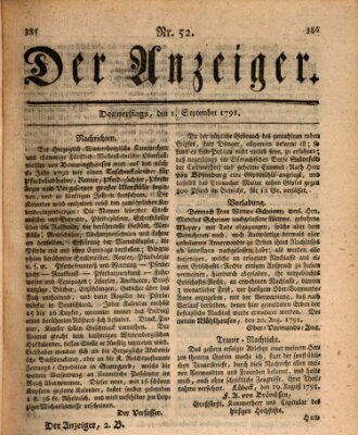 Der Anzeiger (Allgemeiner Anzeiger der Deutschen) Donnerstag 1. September 1791