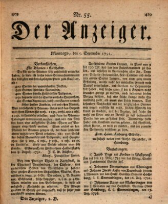 Der Anzeiger (Allgemeiner Anzeiger der Deutschen) Montag 5. September 1791