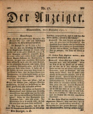 Der Anzeiger (Allgemeiner Anzeiger der Deutschen) Mittwoch 7. September 1791