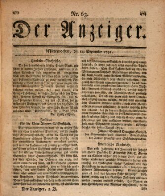 Der Anzeiger (Allgemeiner Anzeiger der Deutschen) Mittwoch 14. September 1791