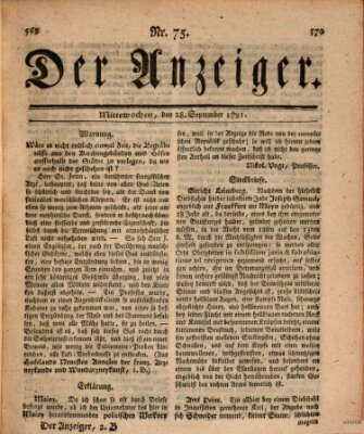 Der Anzeiger (Allgemeiner Anzeiger der Deutschen) Mittwoch 28. September 1791