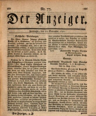 Der Anzeiger (Allgemeiner Anzeiger der Deutschen) Freitag 30. September 1791