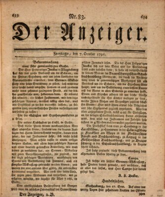 Der Anzeiger (Allgemeiner Anzeiger der Deutschen) Freitag 7. Oktober 1791