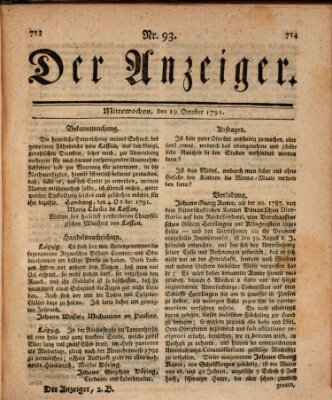 Der Anzeiger (Allgemeiner Anzeiger der Deutschen) Mittwoch 19. Oktober 1791