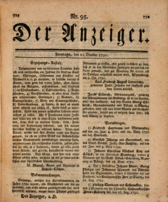 Der Anzeiger (Allgemeiner Anzeiger der Deutschen) Freitag 21. Oktober 1791