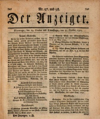 Der Anzeiger (Allgemeiner Anzeiger der Deutschen) Montag 24. Oktober 1791