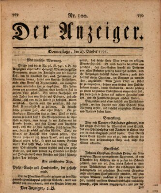 Der Anzeiger (Allgemeiner Anzeiger der Deutschen) Donnerstag 27. Oktober 1791