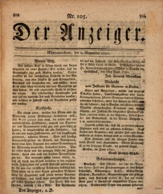 Der Anzeiger (Allgemeiner Anzeiger der Deutschen) Mittwoch 2. November 1791