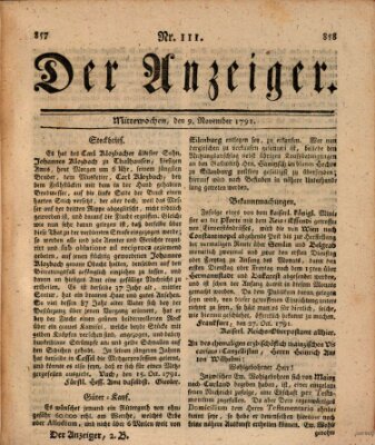 Der Anzeiger (Allgemeiner Anzeiger der Deutschen) Mittwoch 9. November 1791