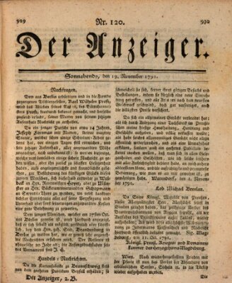 Der Anzeiger (Allgemeiner Anzeiger der Deutschen) Samstag 19. November 1791