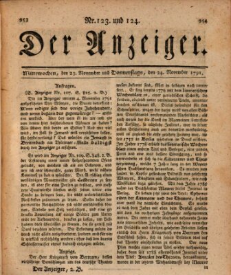 Der Anzeiger (Allgemeiner Anzeiger der Deutschen) Donnerstag 24. November 1791