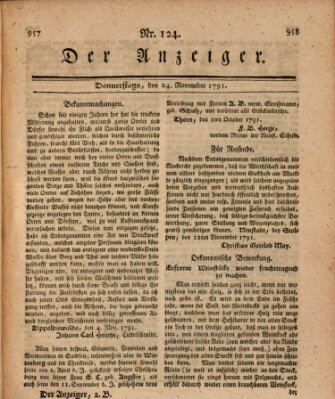 Der Anzeiger (Allgemeiner Anzeiger der Deutschen) Donnerstag 24. November 1791