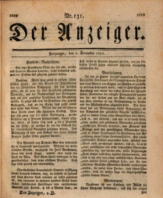 Der Anzeiger (Allgemeiner Anzeiger der Deutschen) Freitag 2. Dezember 1791