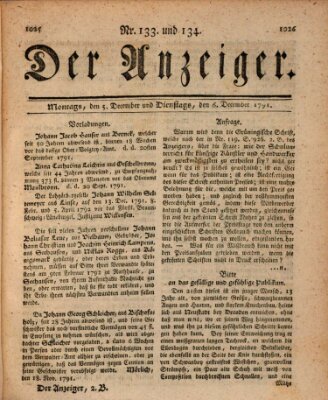 Der Anzeiger (Allgemeiner Anzeiger der Deutschen) Montag 5. Dezember 1791