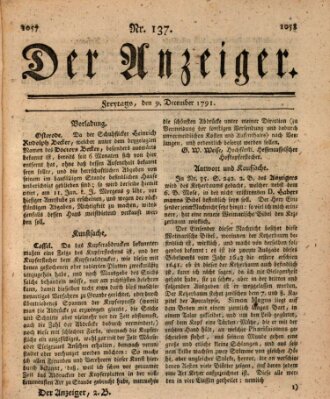 Der Anzeiger (Allgemeiner Anzeiger der Deutschen) Freitag 9. Dezember 1791