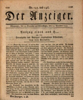 Der Anzeiger (Allgemeiner Anzeiger der Deutschen) Dienstag 20. Dezember 1791