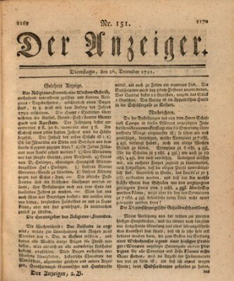 Der Anzeiger (Allgemeiner Anzeiger der Deutschen) Montag 26. Dezember 1791