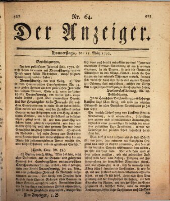 Der Anzeiger (Allgemeiner Anzeiger der Deutschen) Donnerstag 15. März 1792