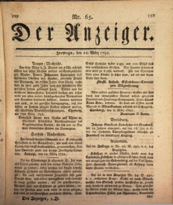 Der Anzeiger (Allgemeiner Anzeiger der Deutschen) Freitag 16. März 1792