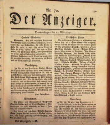 Der Anzeiger (Allgemeiner Anzeiger der Deutschen) Donnerstag 22. März 1792