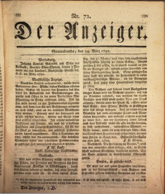 Der Anzeiger (Allgemeiner Anzeiger der Deutschen) Samstag 24. März 1792