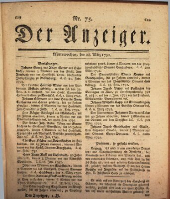 Der Anzeiger (Allgemeiner Anzeiger der Deutschen) Mittwoch 28. März 1792