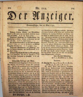 Der Anzeiger (Allgemeiner Anzeiger der Deutschen) Donnerstag 10. Mai 1792