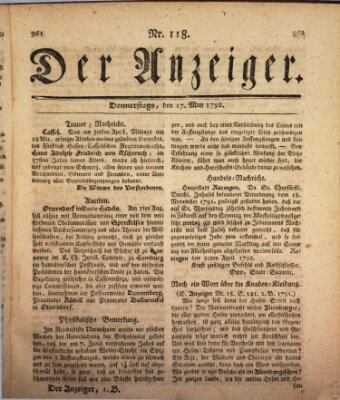 Der Anzeiger (Allgemeiner Anzeiger der Deutschen) Donnerstag 17. Mai 1792