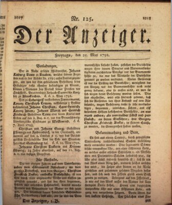 Der Anzeiger (Allgemeiner Anzeiger der Deutschen) Freitag 25. Mai 1792