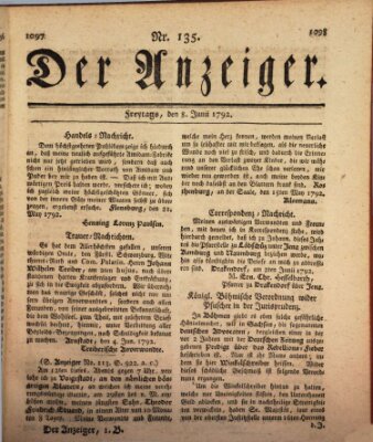 Der Anzeiger (Allgemeiner Anzeiger der Deutschen) Freitag 8. Juni 1792