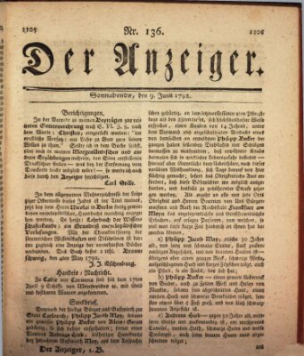 Der Anzeiger (Allgemeiner Anzeiger der Deutschen) Samstag 9. Juni 1792