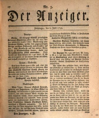 Der Anzeiger (Allgemeiner Anzeiger der Deutschen) Freitag 6. Juli 1792