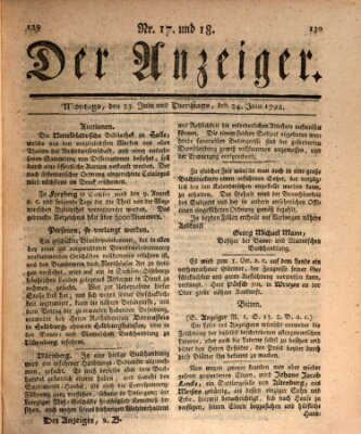 Der Anzeiger (Allgemeiner Anzeiger der Deutschen) Dienstag 24. Juli 1792