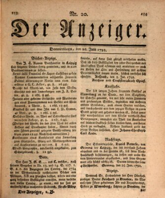 Der Anzeiger (Allgemeiner Anzeiger der Deutschen) Donnerstag 26. Juli 1792