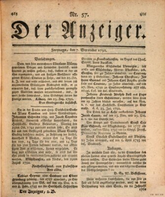 Der Anzeiger (Allgemeiner Anzeiger der Deutschen) Freitag 7. September 1792