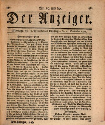 Der Anzeiger (Allgemeiner Anzeiger der Deutschen) Montag 10. September 1792