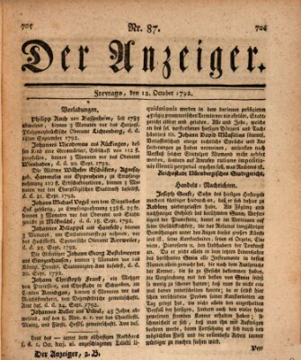 Der Anzeiger (Allgemeiner Anzeiger der Deutschen) Freitag 12. Oktober 1792