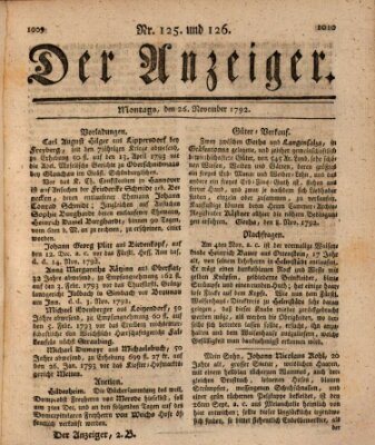 Der Anzeiger (Allgemeiner Anzeiger der Deutschen) Montag 26. November 1792