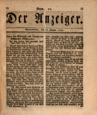 Der Anzeiger (Allgemeiner Anzeiger der Deutschen) Samstag 12. Januar 1793