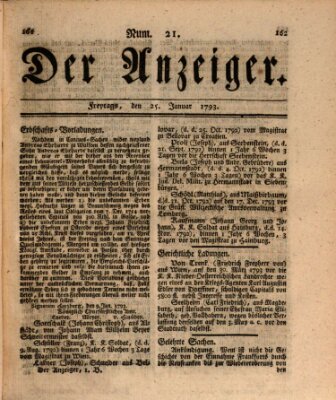 Der Anzeiger (Allgemeiner Anzeiger der Deutschen) Freitag 25. Januar 1793