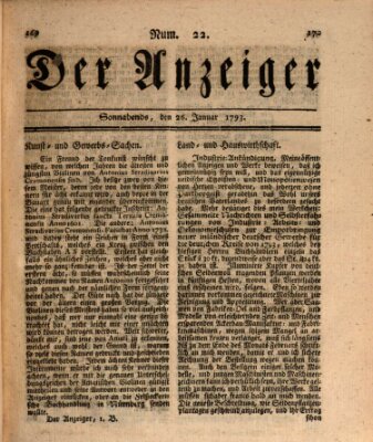 Der Anzeiger (Allgemeiner Anzeiger der Deutschen) Samstag 26. Januar 1793