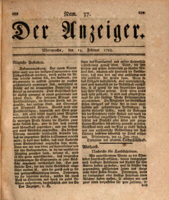 Der Anzeiger (Allgemeiner Anzeiger der Deutschen) Mittwoch 13. Februar 1793