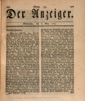 Der Anzeiger (Allgemeiner Anzeiger der Deutschen) Mittwoch 6. März 1793