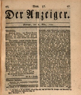 Der Anzeiger (Allgemeiner Anzeiger der Deutschen) Freitag 8. März 1793