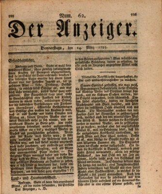 Der Anzeiger (Allgemeiner Anzeiger der Deutschen) Donnerstag 14. März 1793