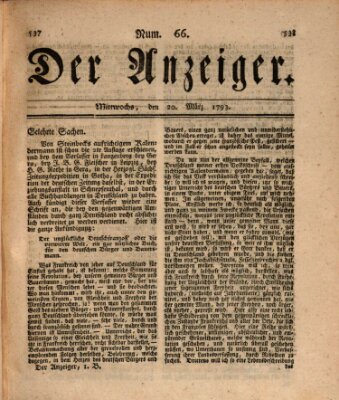 Der Anzeiger (Allgemeiner Anzeiger der Deutschen) Mittwoch 20. März 1793